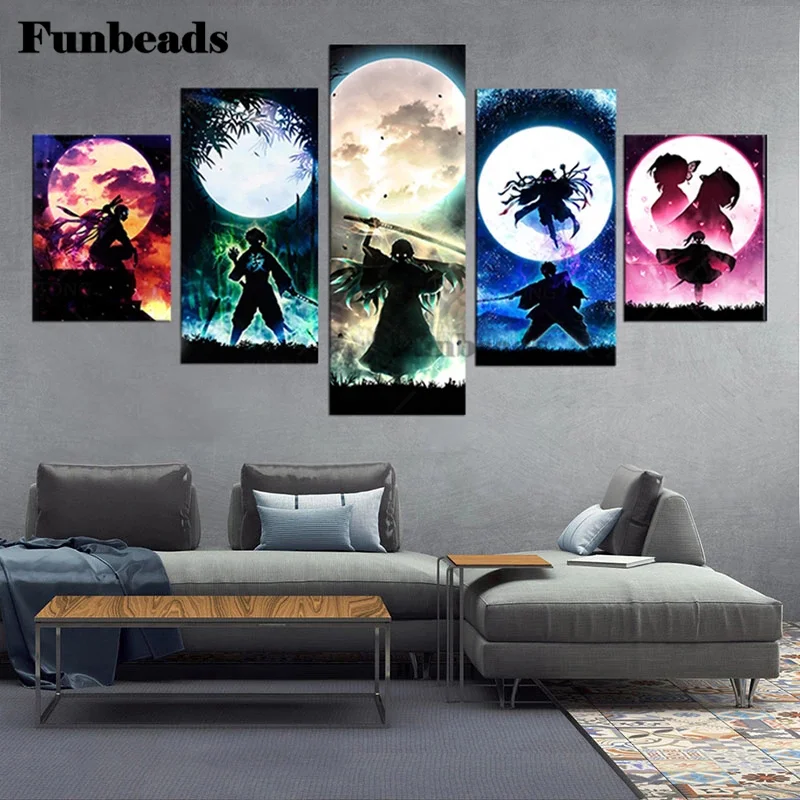 

5D Diy Diamond Painting 5 Pcs Anime Painting Full Drill Cross Stitch Embroidery Rhinestone Mosaic Children'sRoom Decor FF5628