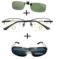 3pcs titanium progressive multifocal reading glasses men women light weight polarized sunglasses sports sunglasses clip