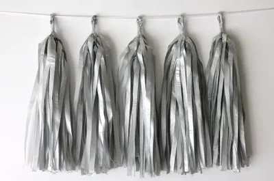 silver paper 1 комплект, подходит для свадьбы свадебные День рождения Декор, бежевого и розового цвета; Цвет: розовый, золотистый; тканей Бумага DIY Кисточка Комплект гирлянды Бумага рукоделия - Цвет: silver paper