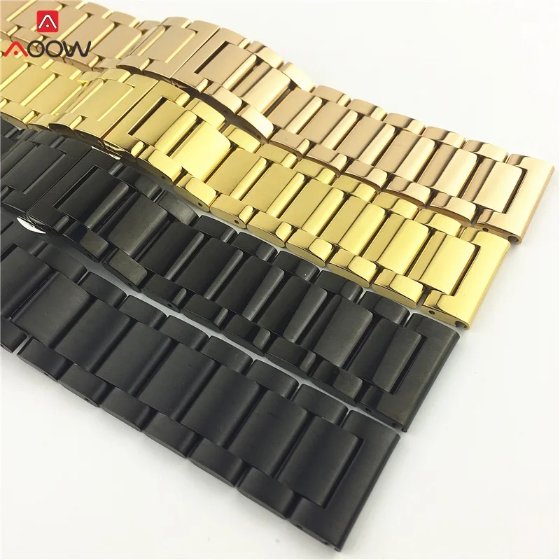 Роскошные часы из нержавеющей стали ремешок браслет черного цвета: золотой