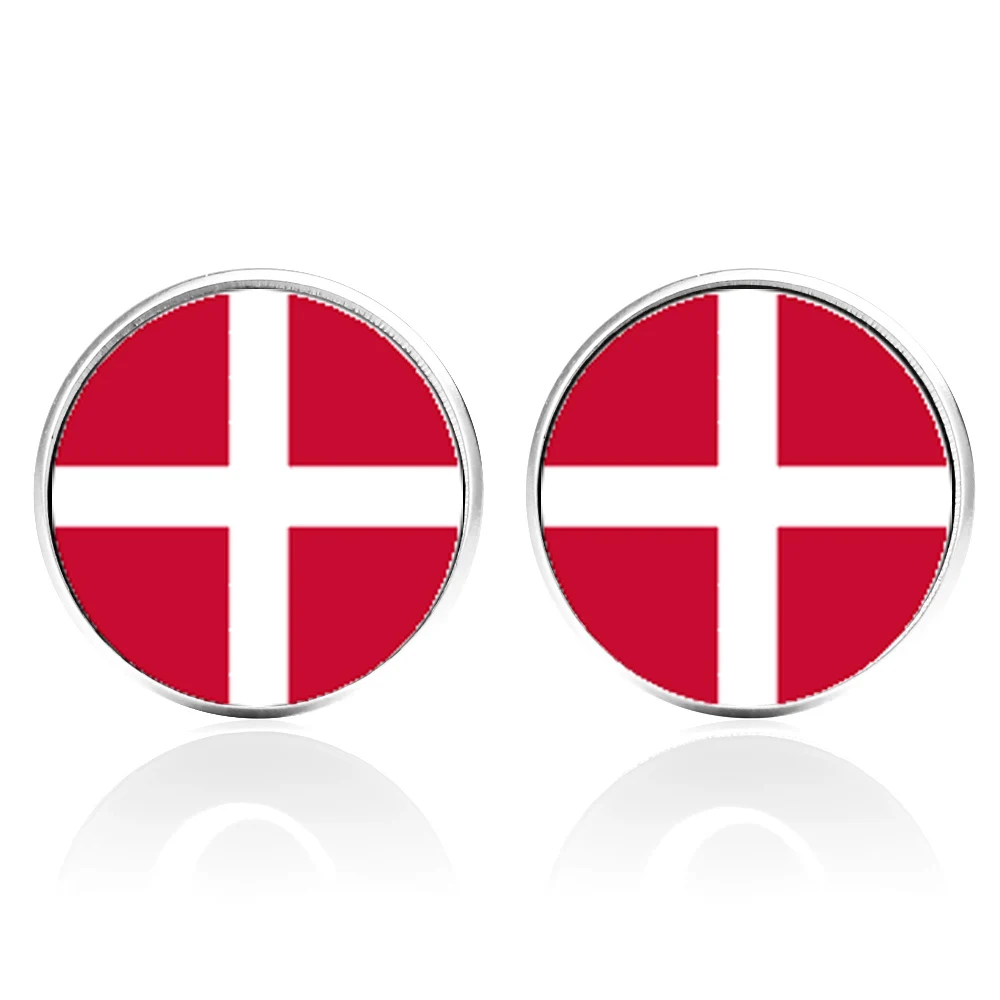 

Прямая поставка, черные запонки для мужчин, модные запонки из нержавеющей стали высшего качества с изображением флага Дании, оптовая продаж...