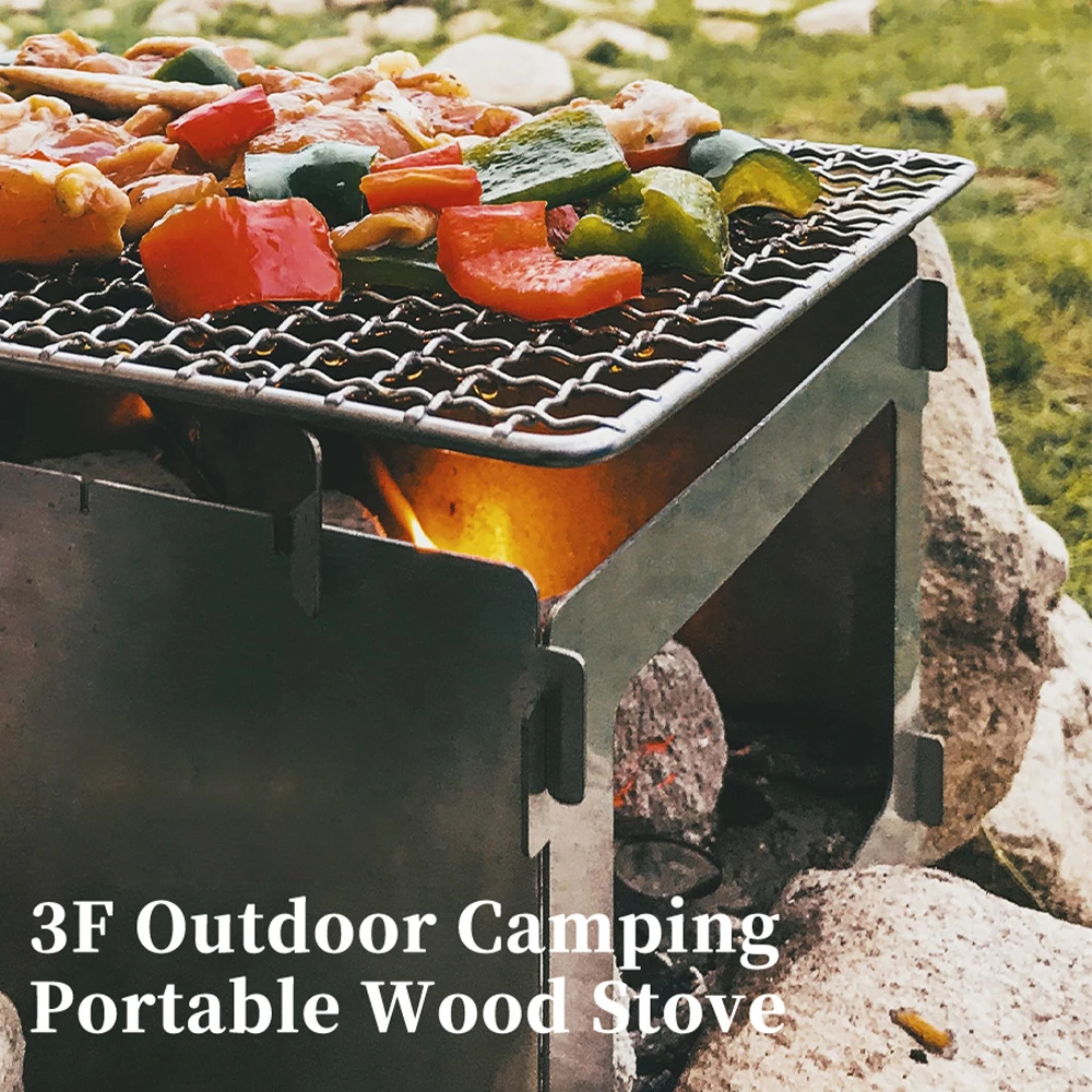 

Foldable Camping Stove Barbecue Grill Stainless Steel / Titanium BBQ Stove Wood Stove Outdoor Camping Equipment Cookware