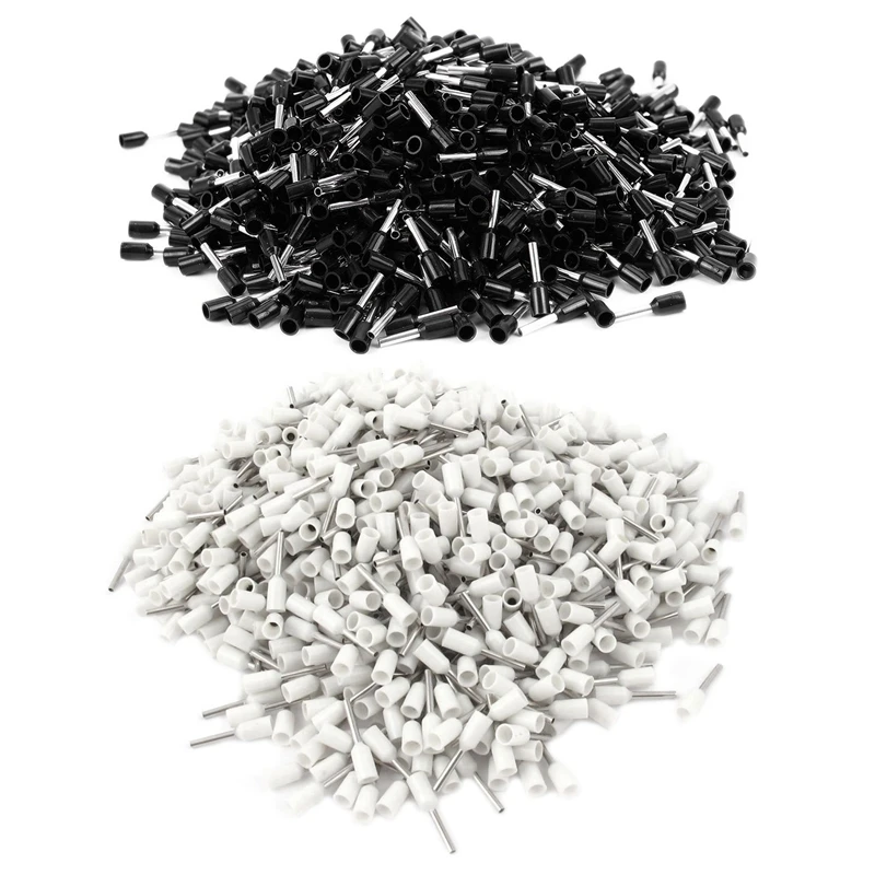

2000 Pcs Crimp Terminal Pre Insulated Ferrule E1008 18AWG 1.0Mm2 AWG22 ,Silver Black & White+Silver