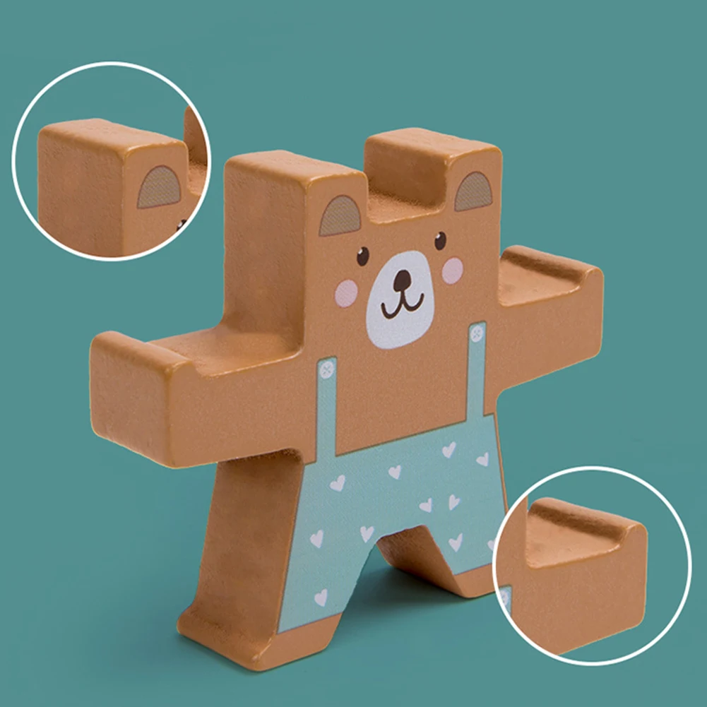 

12Pcs/Set Bear Shape Wooden Building Stacking Block Balance Kids Development Education Toy
