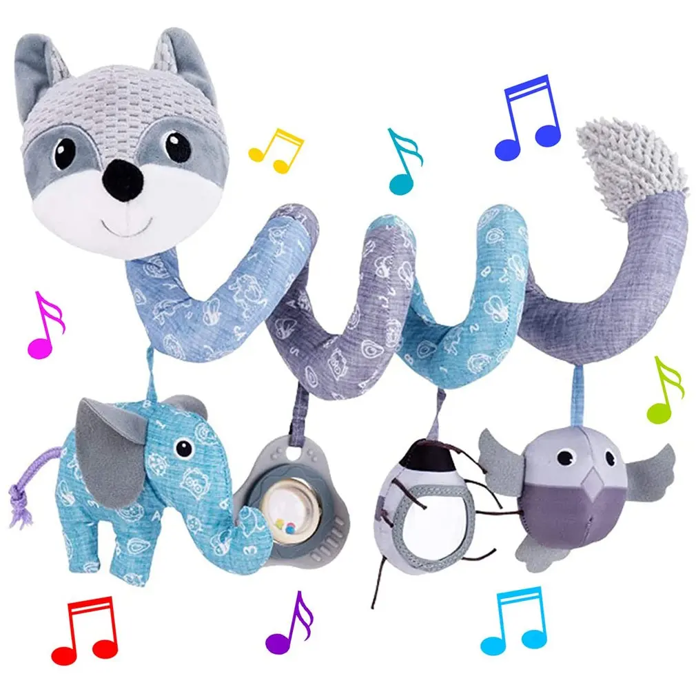 

Soft Plush Cartoon Animal Fox Rattles Hanging Spiral Mobile Bed Bell Paper Toy Newborns Car Seat Educational Rattles Baby Towel