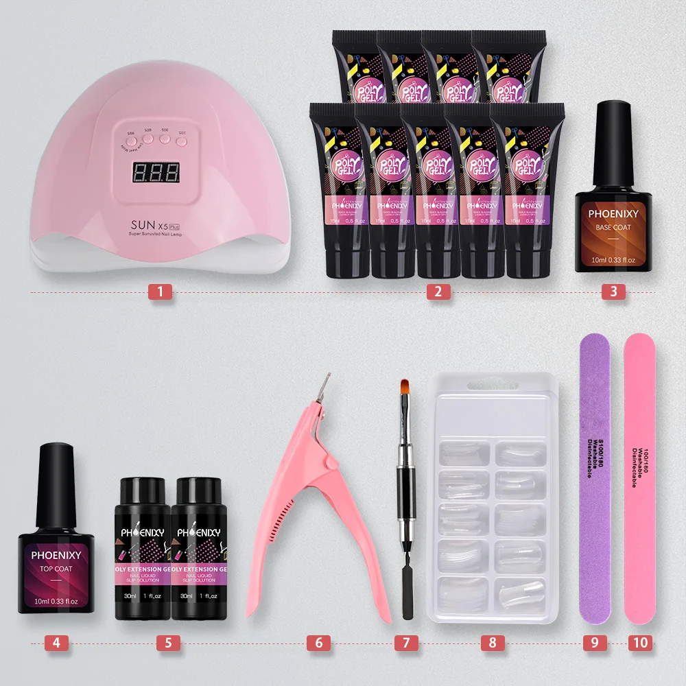 Маникюрный набор поли гель комплект с 80 Вт светодиодный Сушилка лампы маникюрных