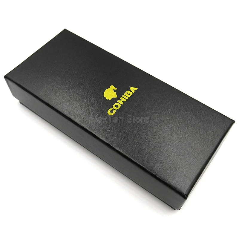 COHIBA Высококачественная коричневая коровья кожа дорожный портсигар 2 трубчатая коробка для хранения мини-сигар коробка для хранения для офиса W/Подарочная коробка