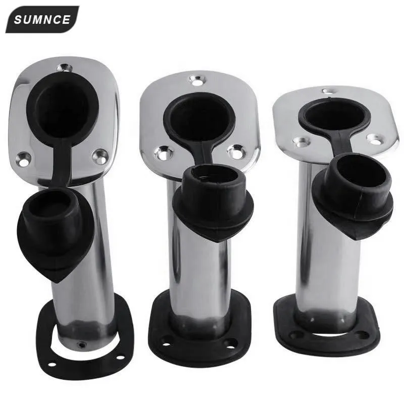 Boat Stainless Steel Fishing Rod Holder Flush Mount 0/15/30 Degree with PVC Cap,Inner Tube and Gasket