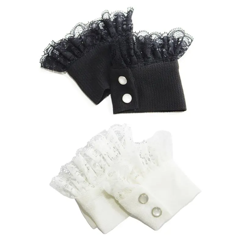 

1Pair Women Sweater Decor Chiffon Fake Sleeves Floral Lace Pleated False Cuffs