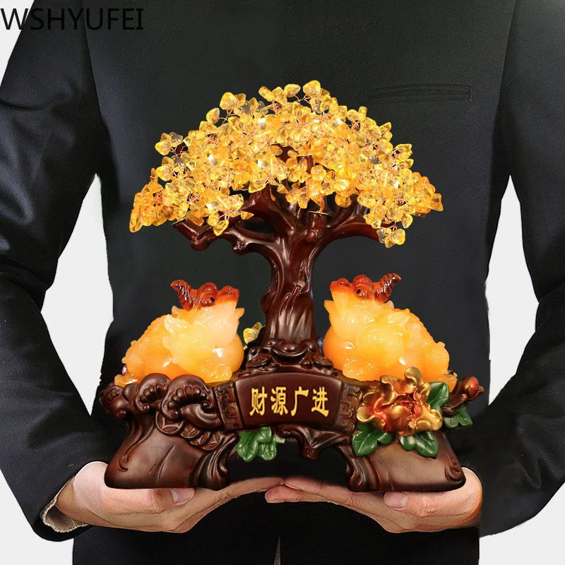 1 шт. очень большой золотой натуральный цитрин счастливое дерево для денег кошка