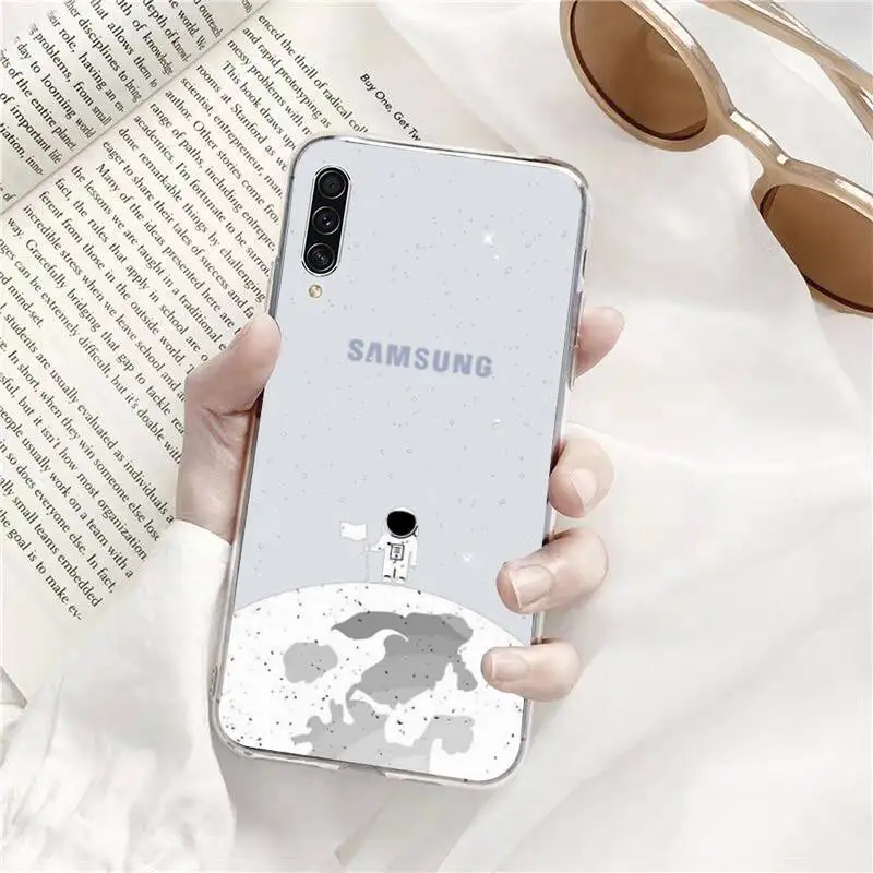 

Stars Space Astronaut Phone Case Transparent for Samsung S9 s10 s20 Huawei honor P20 P30 P40 xiao mi note mi 8 9 pro lite plus