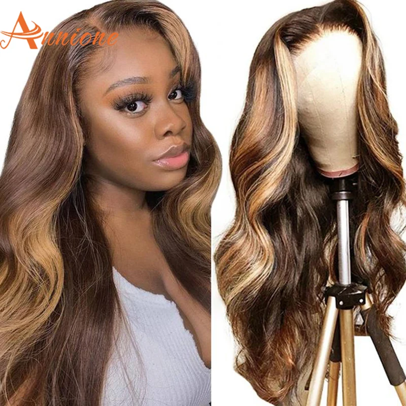 

Highlight Wig Human Hair Ombre Lace Front Wig 180% Brazilian Hair Wigs For Black Women 40 Inch 13x4 Body Wave Lace Front Wig