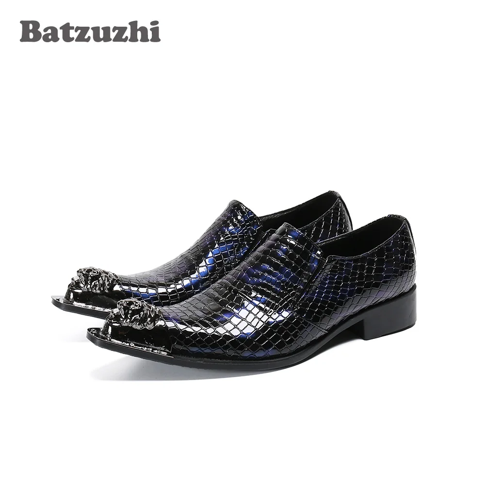 Batzuzhi в западном стиле Деловая Мужская обувь с острым носком С металическим