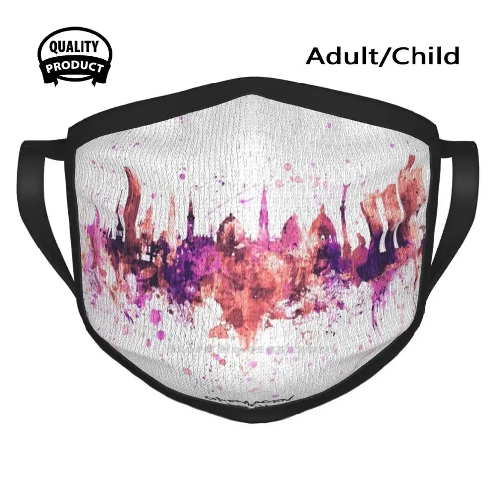 Копенгаген Дания черные моющиеся дышащие многоразовые маски очертания