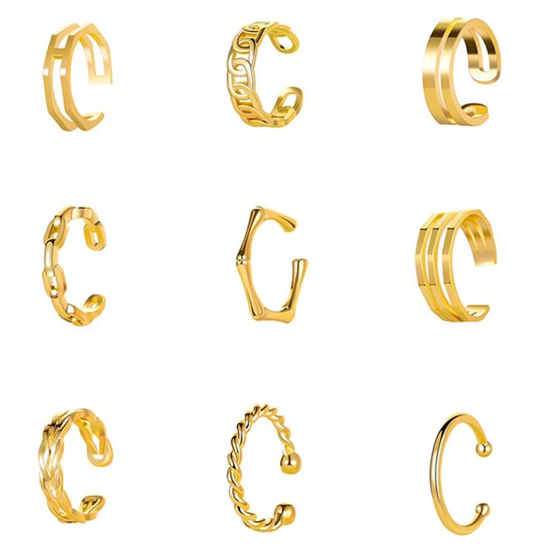 Круглые золотые клипсы для ушей в стиле панк без пирсинга серьги женщин простые