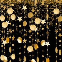 2022 gold christmas new year party decor hanging garlands paper star circle string ornament for baby shower birthday decoration