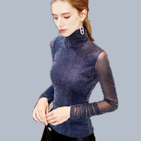 casual turtleneck tee shirt women solid color modern lady long sleeve slim fit bottoming t shirt autumn solid color women top