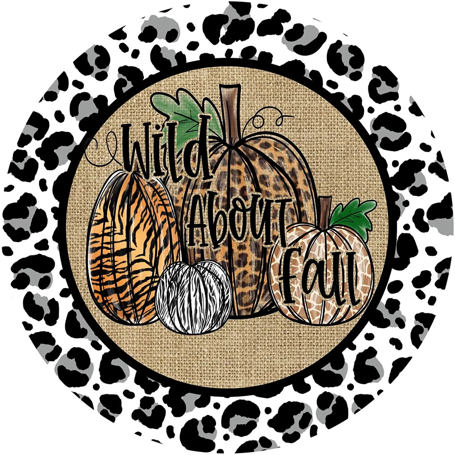 

Круглая металлическая Оловянная вывеска, деревенский настенный Декор, настенная табличка, дикая о падении, Леопардовый принт, тыквы, постер...