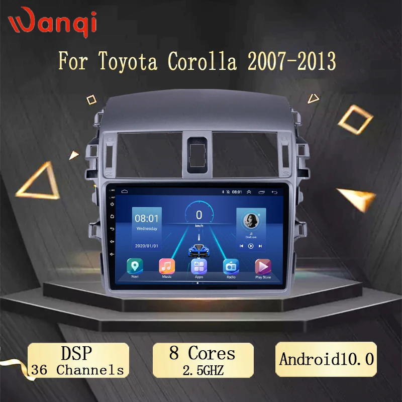 9 дюймов Wanqi Android 10 0 автомобильный DVD видео аудио плеер для Toyota Corolla 2007 2008 2009 2010 2013