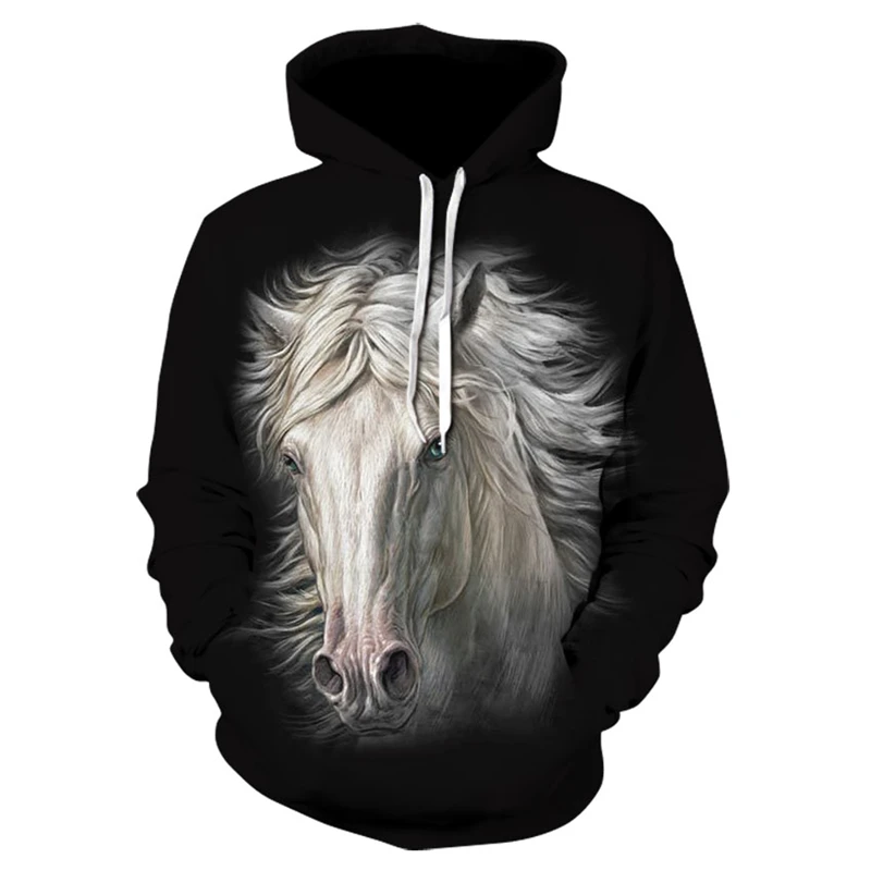 

3D Printed Animal Horse Hoodie Fashion Hip Hop Fashion Hoodie Fashion Hooded Long Sleeve Sweater Casual Music Hoodie Top