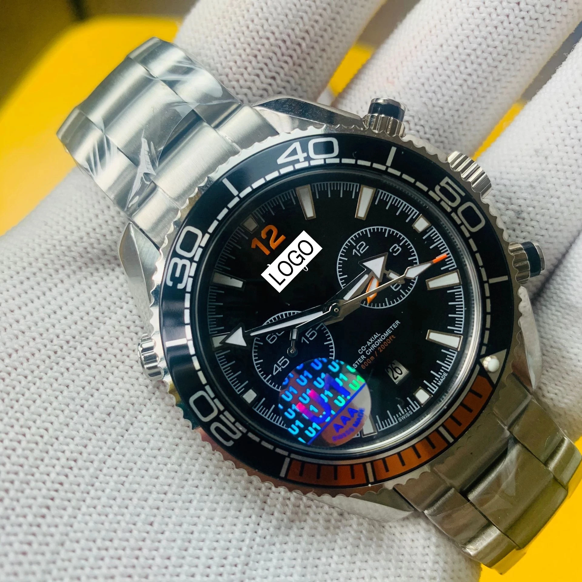 

Business High Quality O-MG Sports Men's Watch Black Dial Automatic Sliding Smooth Watch Luminous Mechanical Free Shipping