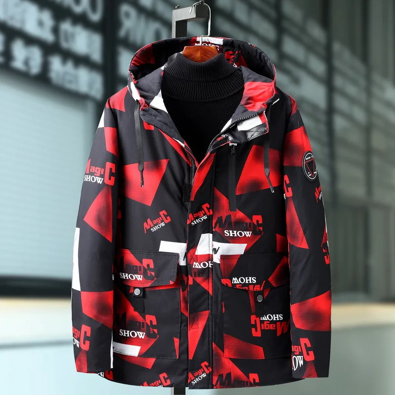 Мужская зимняя парка с капюшоном и надписью размеры 3x l-10xl | одежда
