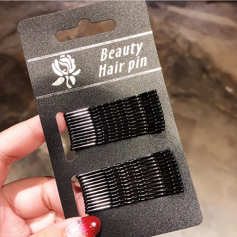 Заколки для волос женские 24 шт./упак. базовые черные золотые 5 см качественные