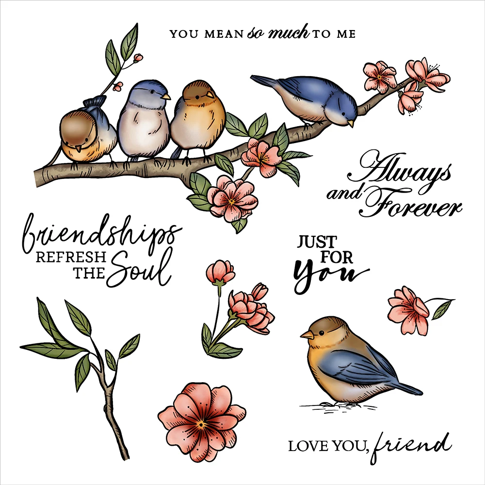 

MangoCraft Spring Birds Metal Cutting Dies Clear Stamp DIY Scrapbooking Dies Stamps Embossing New Year Paper Cards For Decor