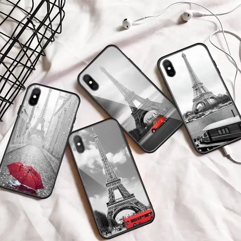 

France Paris Romantic Eiffel Tower Phone Case Tempered glass For iphone 6 7 8 plus X XS XR 11 12 13 PRO MAX mini