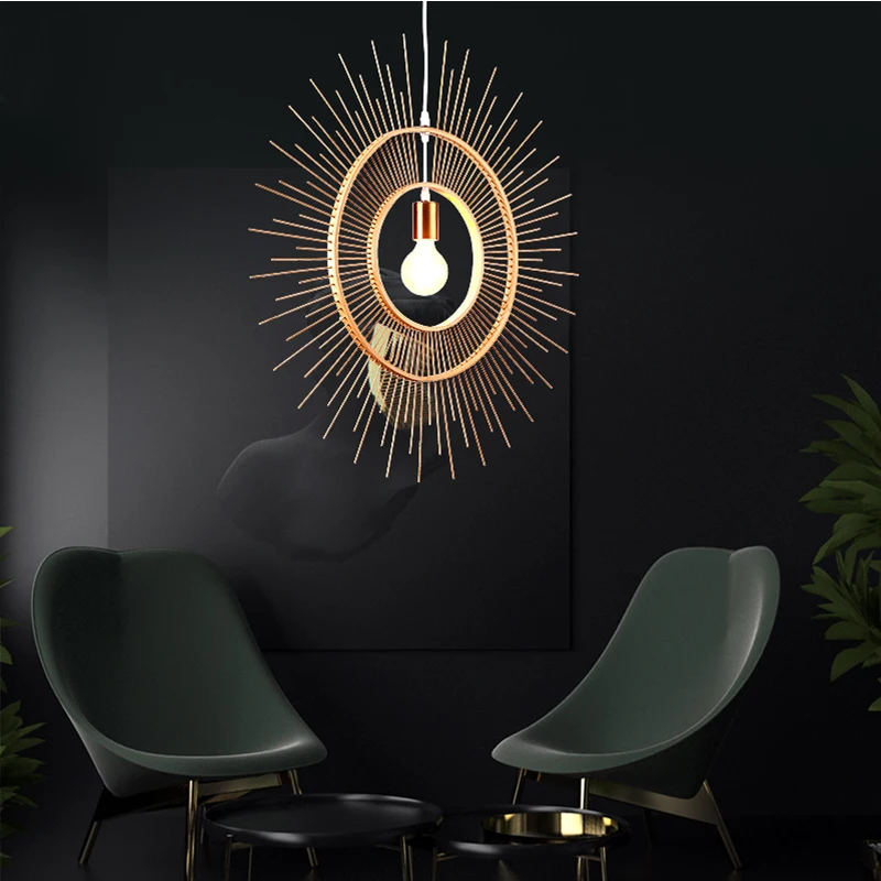 Китайская Ретро ресторанная люстра Оригинальное ремесло в форме солнца