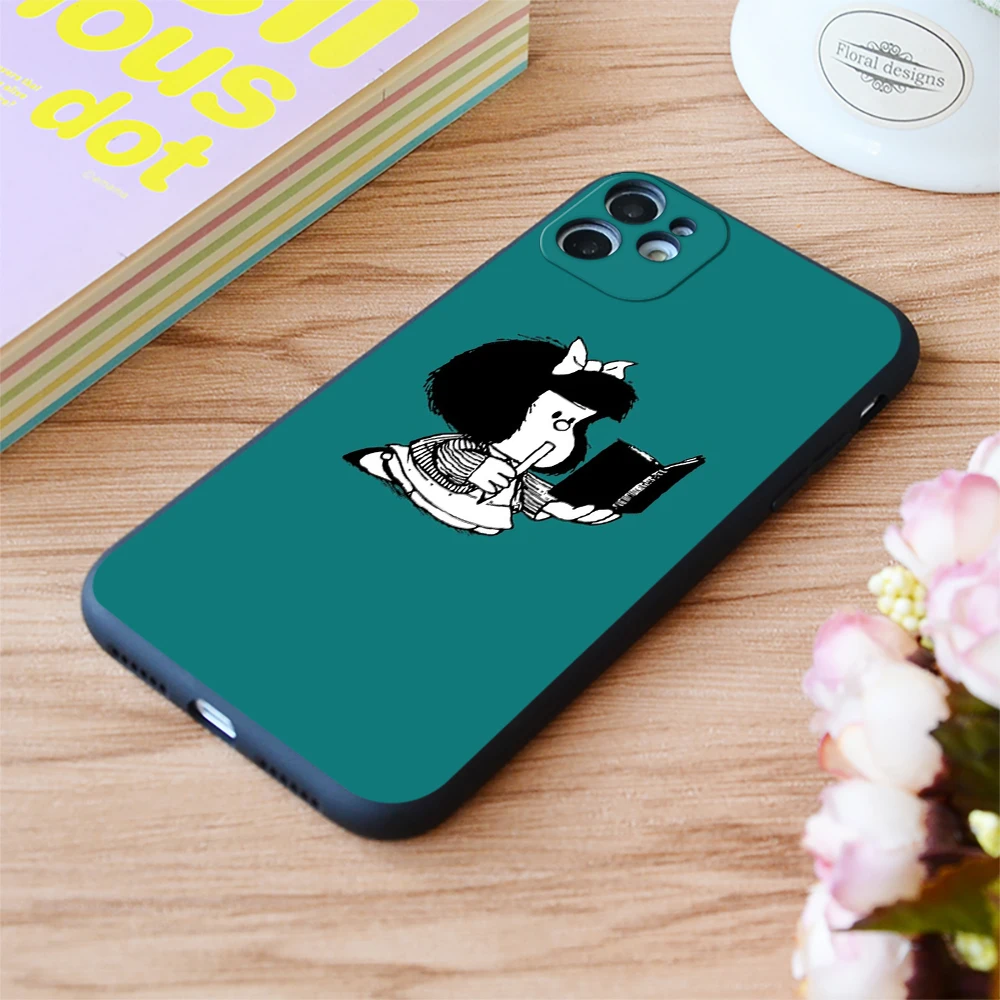 

For iPhone Mafalda Reading Her Book Print Soft Matt Apple iPhone Case 6 7 8 11 12 Plus Pro X XR XS MAX SE