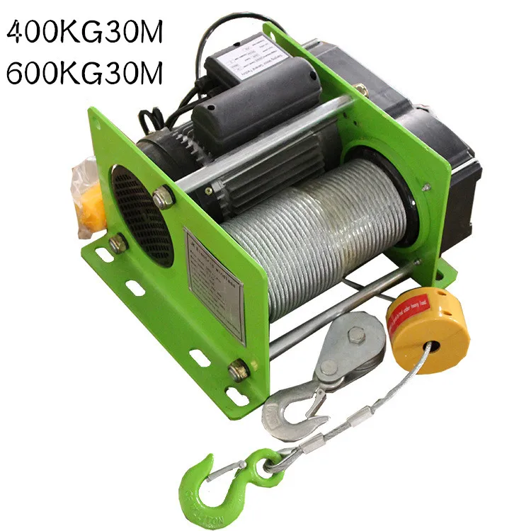 Небольшая лебедка с стальным тросом мини электрическая типа 400/600 кг возможностью
