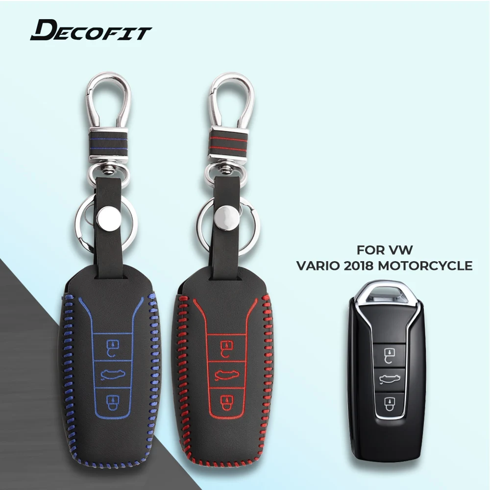 

Genuine Leather Key Cover for Volkswagen VW Touareg 2018 2019 Car Key Case Bag Keychain Remote Keyless Shell Fob Accessories