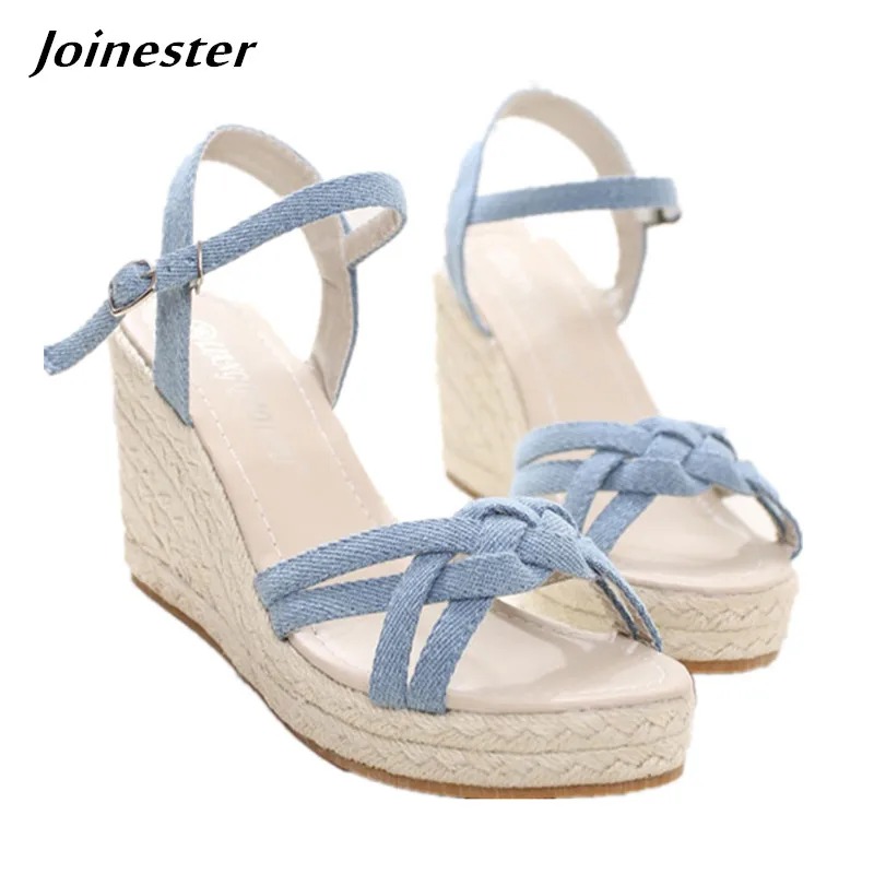 Летние женские сандалии на платформе с открытым носком женская обувь танкетке