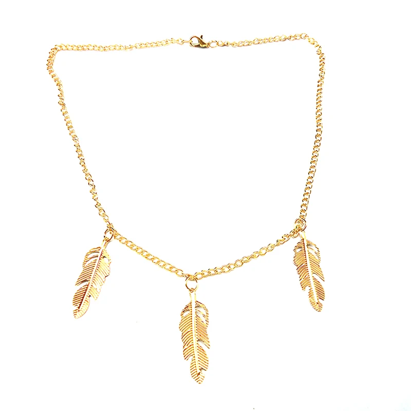 

One Piece Feather Necklace Female Golden Chain Gothic Metal Pendant On Chains Women Jewelry Girl's Choker Wholesale Ketting