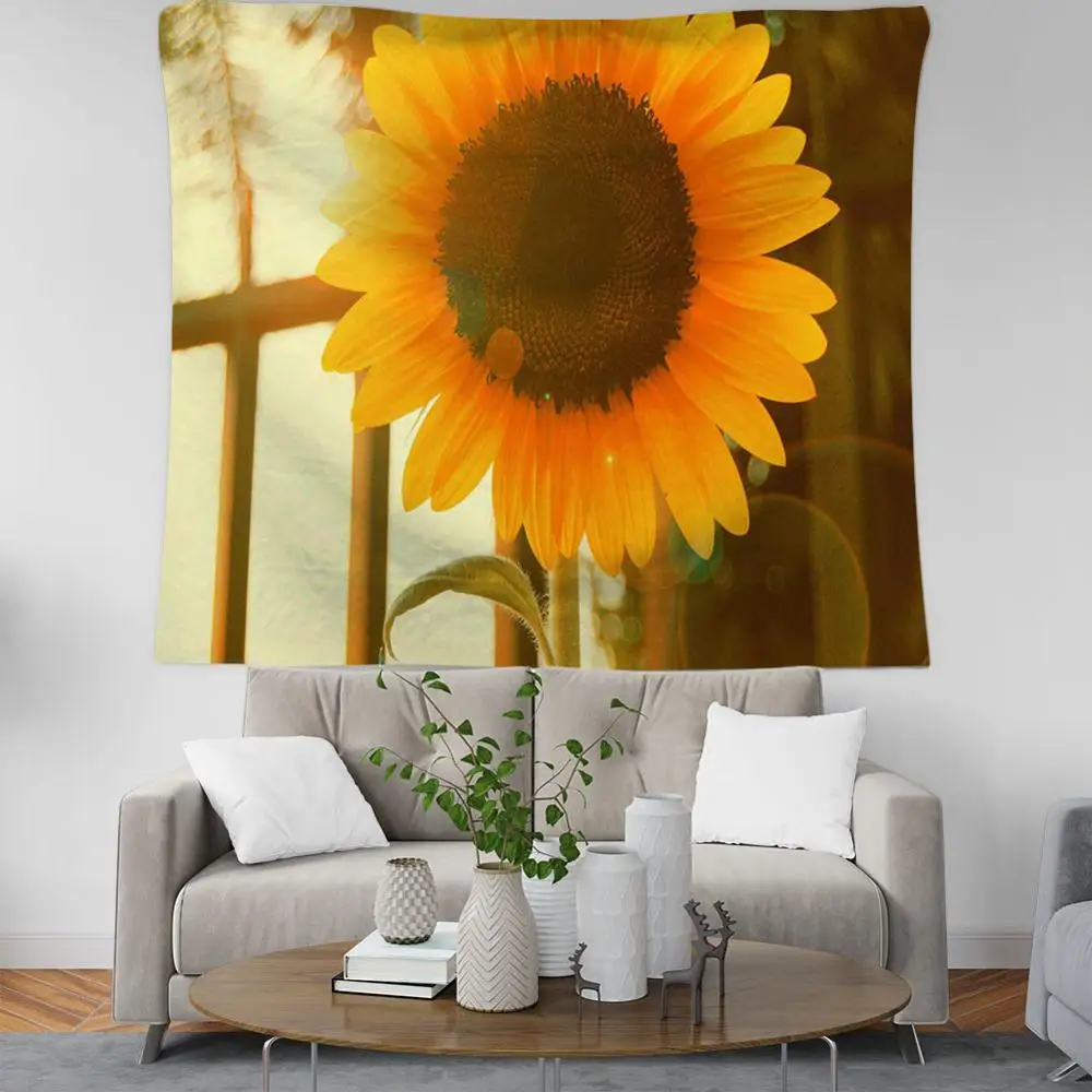 

PLstar Cosmos Bohemian sunflower oil painting Tapestry 3D Printing Tapestrying Rectangular Home Decor Wall Hanging style-16