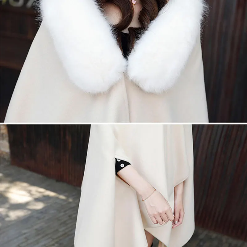 

Feminine Coat Fashion Coat Women Jacket Casual Woollen Outwear Fur Collar Parka Cardigan Cloak Spring 2021 Fashion Wool Coats