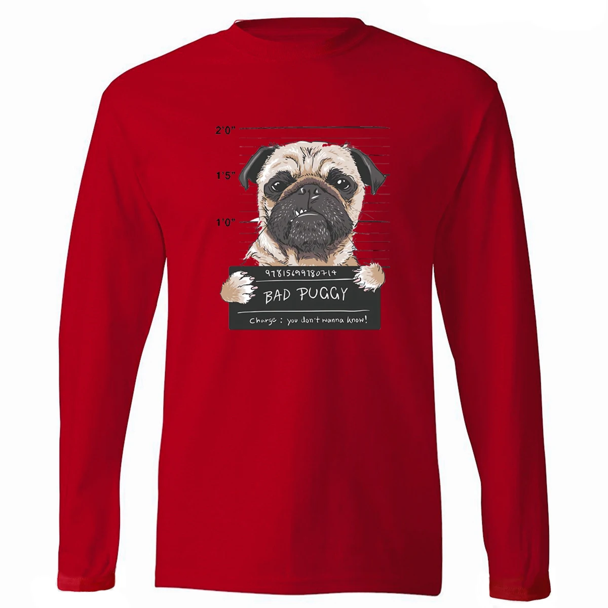 Футболка Bad Puggy с круглым вырезом и длинным рукавом Брендовые мужские футболки
