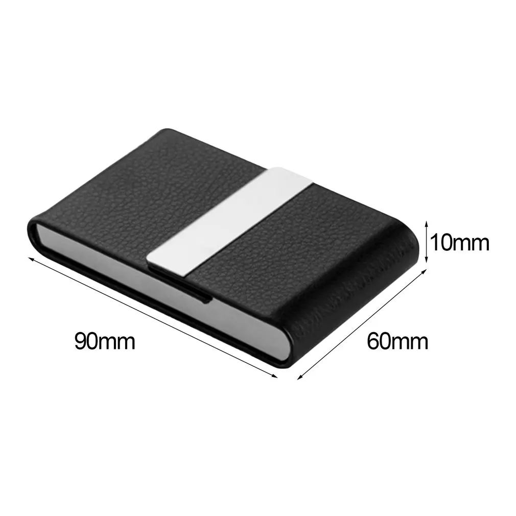 

Black Portable Upscale Ultrathin Luxury Imitation Leather Stainless Steel Pocket Carrying Business Card Cigarette Case