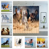 horse shower curtains strong animal running bathroom decor waterproof polyester cloth bathtub hanging curtain sets