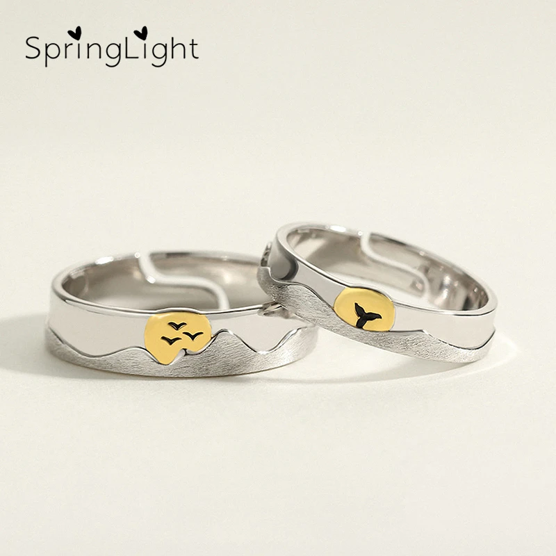 Весенние Уникальные парные Кольца Настоящее серебро 925 проба ювелирные