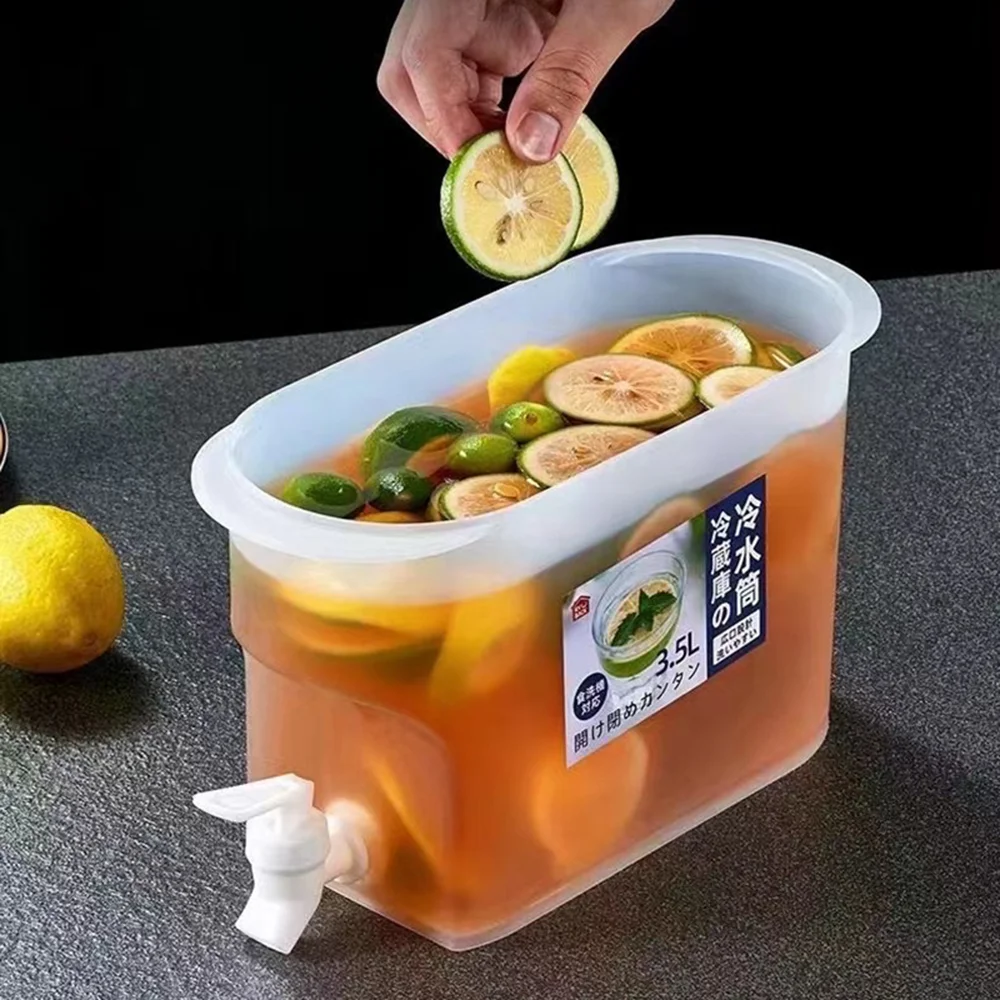 

Summer Household 3500ml Iced Beverage Dispenser Refrigerator Cold Water Kettle with Faucet Large Capacity Plastic Beverage Pot
