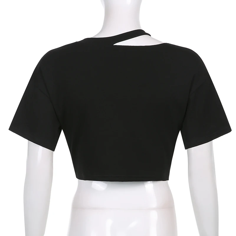 

Rockmore Print Off Shoulder Crop Top Women Y2K Casual Basic T-shirt Summer Harajuku Sexy Short Sleeve T Shirt Vintage Tee Female