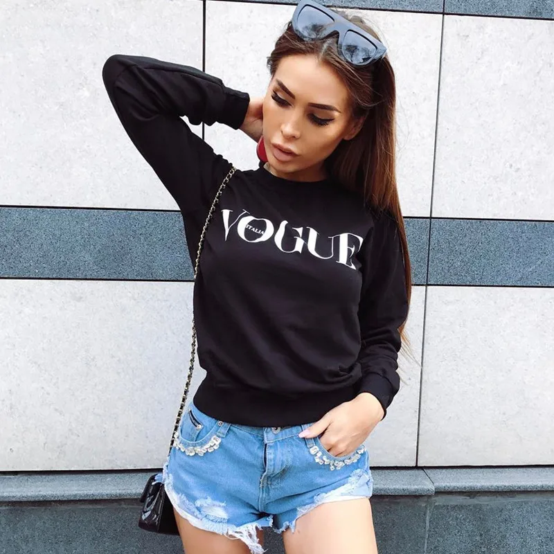 Letter Vogue Hoodies Sweatshirts 2022 Women Casual Kawaii Harajuku Fashion Punk For Girls Clothing European Tops Korean