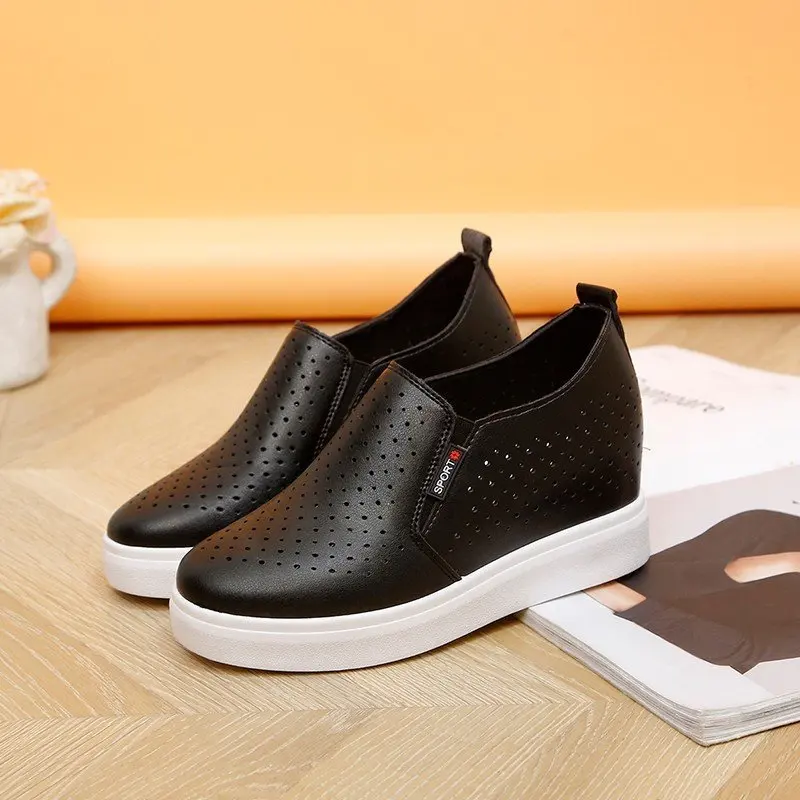 Кроссовки на танкетке женские повседневная обувь высокой платформе туфли со