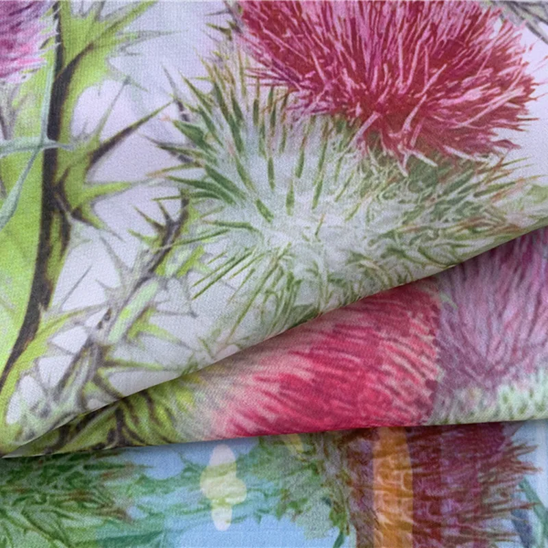 

Polyester dress fabric customization Plant flower series Digital printing sewing pillowcase needlework handmade DIY materials