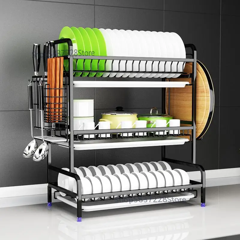Кухонный стеллаж из нержавеющей стали 304 для посуды и палочек еды двухуровневый