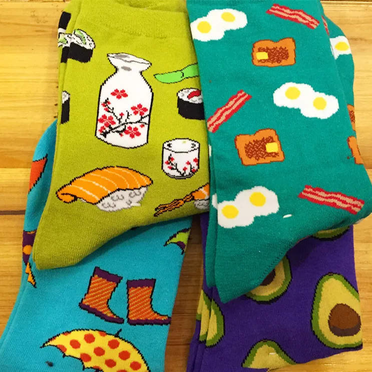 Прямая поставка носки для взрослых 1 партия = 4 пары Харадзюку еда авокадо суши