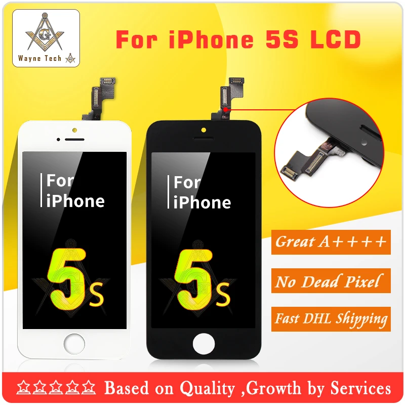 50 шт./лот AAA Качество без битых пикселей конкурентоспособная цена для iPhone 5S LCD