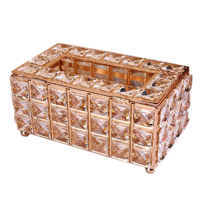

Tissue Box Holder Crystal Square Napkin Dispenser Bedroom Office Hotel Cafe European Crystal Storage Box